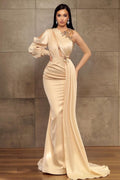 Sexy Meerjungfrau One-Shoulder Charmeuse Ballkleid mit Perlenbesatz
