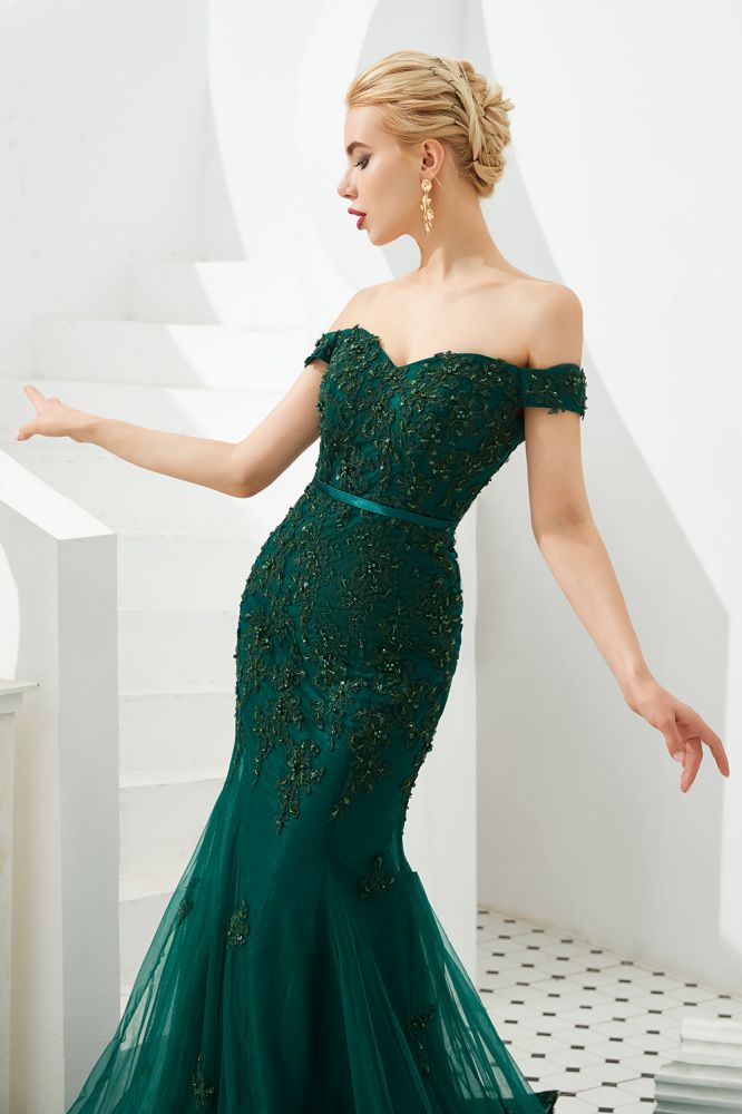 Sexy schulterfreies Meerjungfrau-Abend-Partykleid, rückenfreies Tüll-Ballkleid