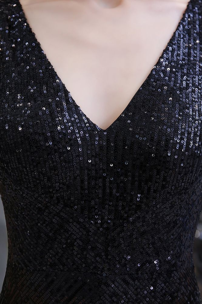 Sexy glänzender ärmelloser Ball-Jumpsuit mit silbernen Pailletten und V-Ausschnitt