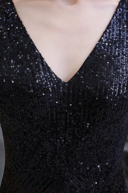 Sexy glänzender ärmelloser Ball-Jumpsuit mit silbernen Pailletten und V-Ausschnitt