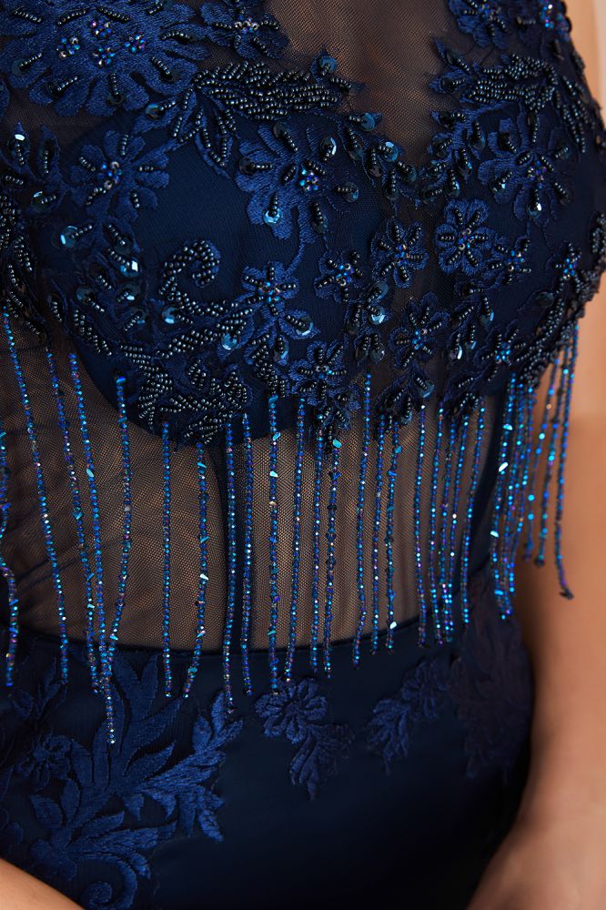 Sexy ärmelloses Meerjungfrau-Ballkleid, rückenfreies Satin, glitzernde Pailletten, Abendkleid