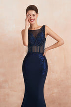 Sexy ärmelloses Meerjungfrau-Ballkleid, rückenfreies Satin, glitzernde Pailletten, Abendkleid