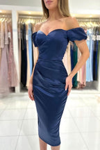 Vestidos de noche sexys de satén con escote en forma de corazón, mangas cortas y volantes.