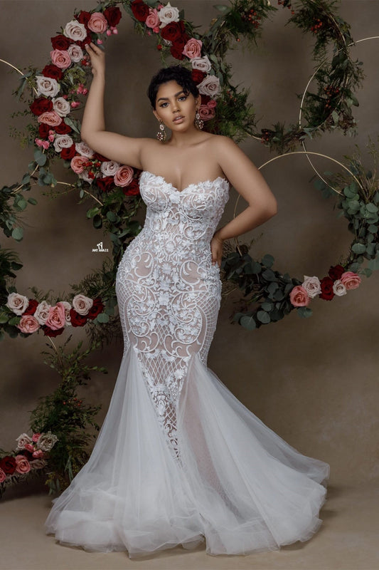 Sexy Liebsten Ärmellose Spitze Meerjungfrau Brautkleid Mit Applikation