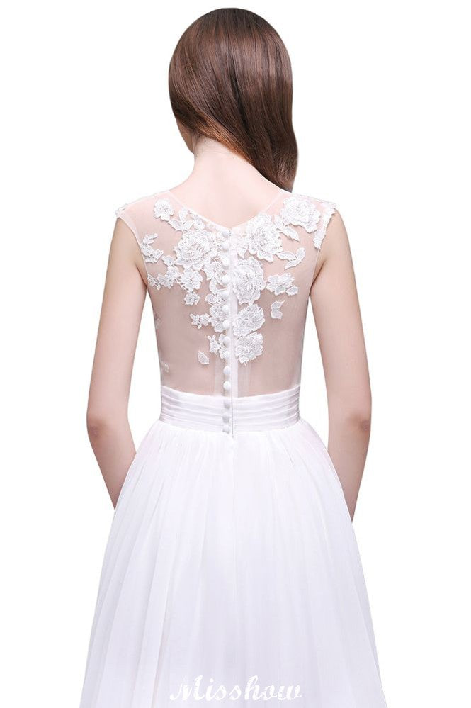 Vestidos de novia playeros de gasa con encaje transparente
