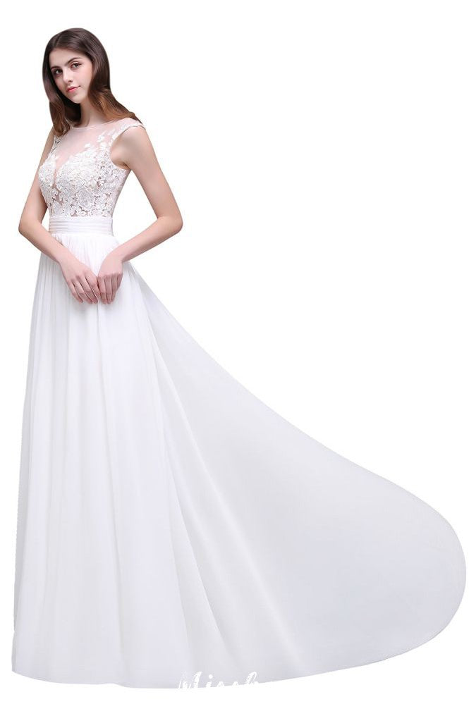 Etui-Linie Transparente Spitze Chiffon Strand Brautkleider