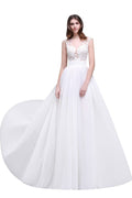 Vestidos de novia playeros de gasa con encaje transparente