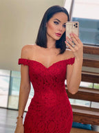 Vestidos de fiesta con volantes, encaje, sin mangas y hombros descubiertos