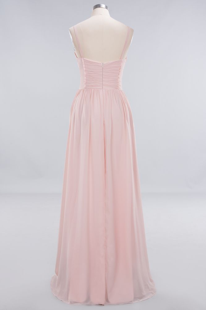 Sheer Spaghetti Straps aline Prom Dresses | Simple Chiffon Sleeveless Evening Dresses