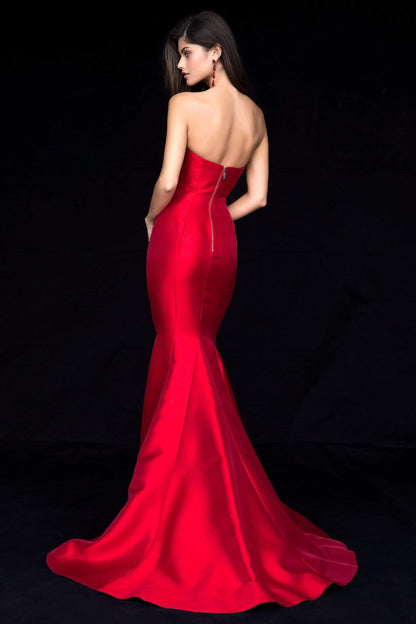 Strapless Taffeta Long Mermaid Dress With Train