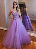 Glänzendes A-Linien-Kleid mit V-Ausschnitt und offenem Rücken aus Tüllspitze, langes Ball- und Abendkleid