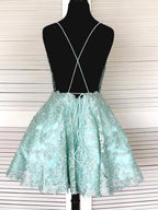 Vestidos de fiesta formales de graduación, de encaje, sin mangas, con espalda abierta y corte A