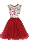 Vestidos cortos de tul con cuentas para el regreso a casa, vestidos de fiesta PG017