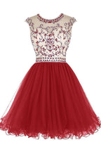 Vestidos cortos de tul con cuentas para el regreso a casa, vestidos de fiesta PG017