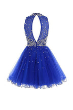 Kurzes Tüll-Abendkleid mit Perlenbesatz PG037