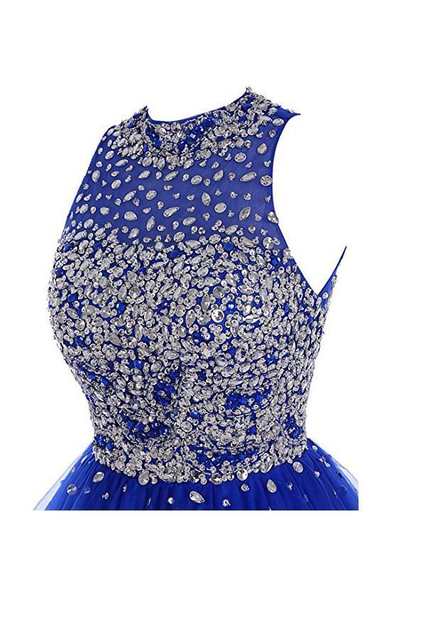 Kurzes Tüll-Abendkleid mit Perlenbesatz PG037