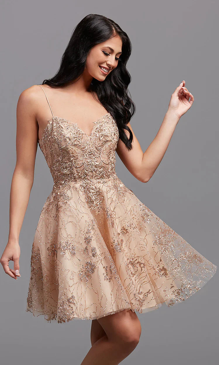 Robe de soirée courte dorée SYH83