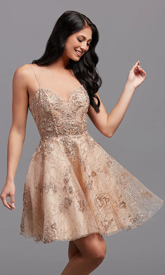Short Gold Homecoming Dress SYH83