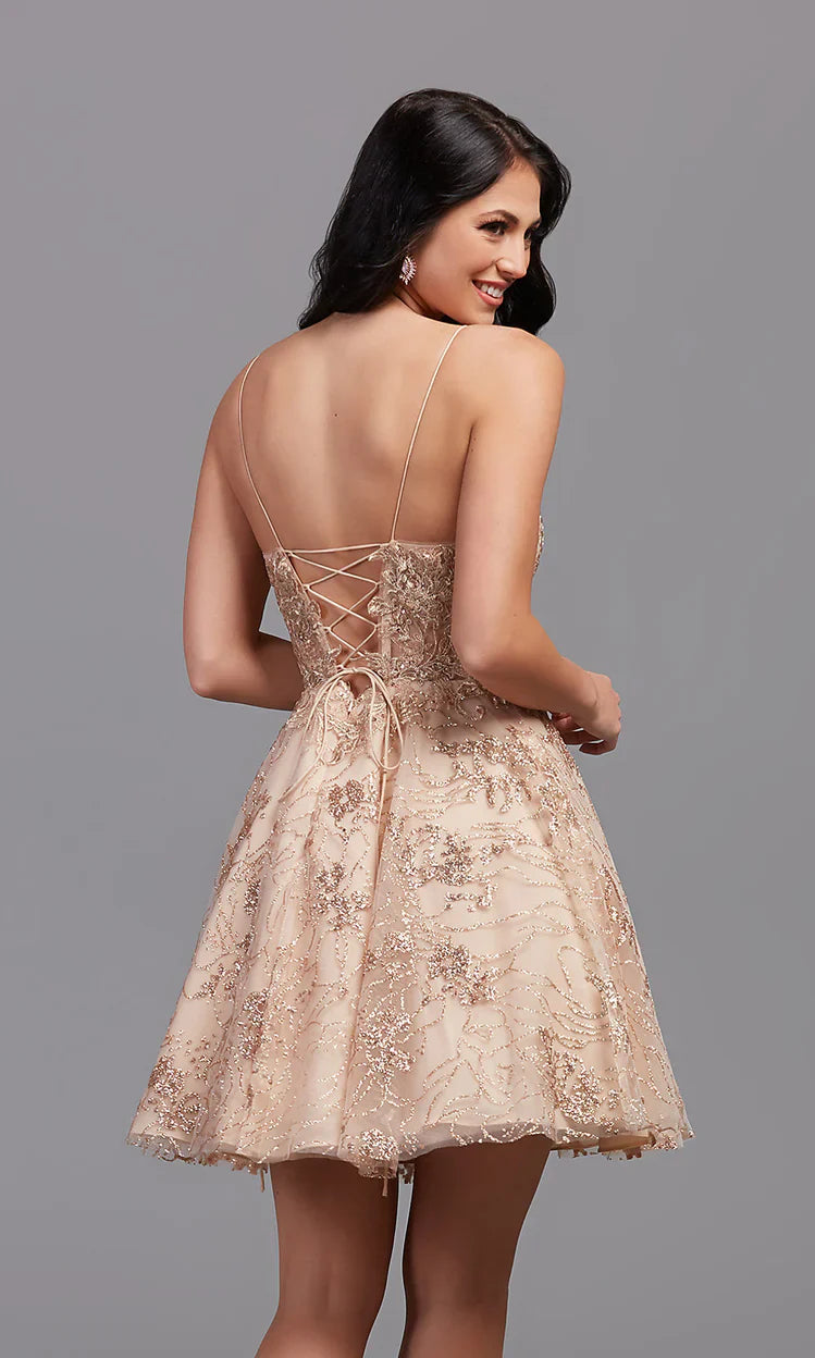 Robe de soirée courte dorée SYH83