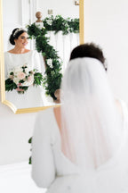 Simple Beautiful A-line Long Sleeves Satin Backless Wedding Dress