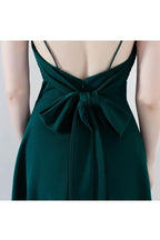 Vestido de fiesta verde oscuro, sencillo y elegante, con escote en V y tirantes, PD094