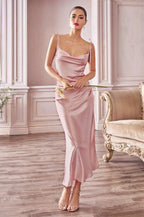 Simple Green Spaghettistraps Sleeveless Mermaid Elastic Woven Satin Bridemaiddresses with Ruffles