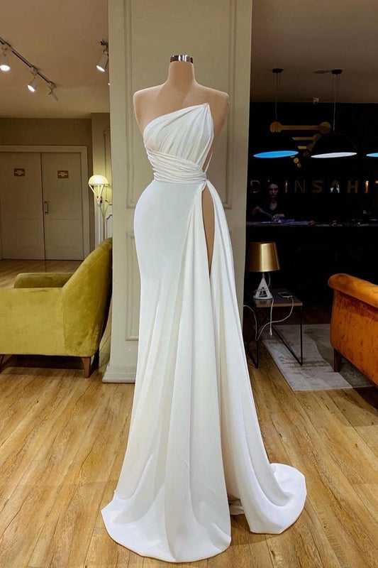 Vestido de novia sencillo, largo, blanco, sin mangas, de satén con volantes