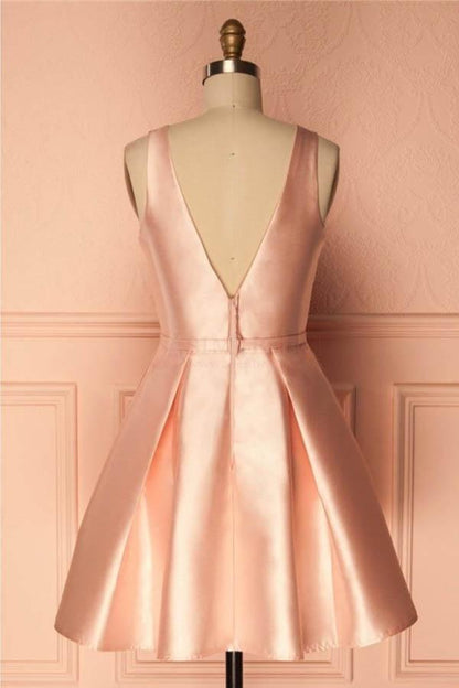 Einfaches kurzes Satin-Ballkleid mit Schleife PD146