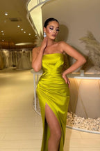 Simple Sexy Long Mermaid Sleeveless Evening Dresses With Slit