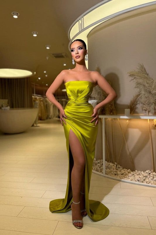 Simple Sexy Long Mermaid Sleeveless Evening Dresses With Slit