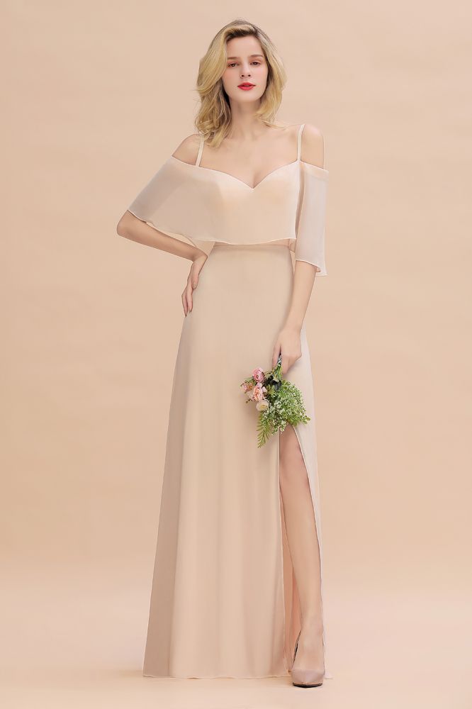 Vestidos de fiesta sencillos con tirantes finos y capas | Vestidos de noche sin mangas, corte A y abertura lateral