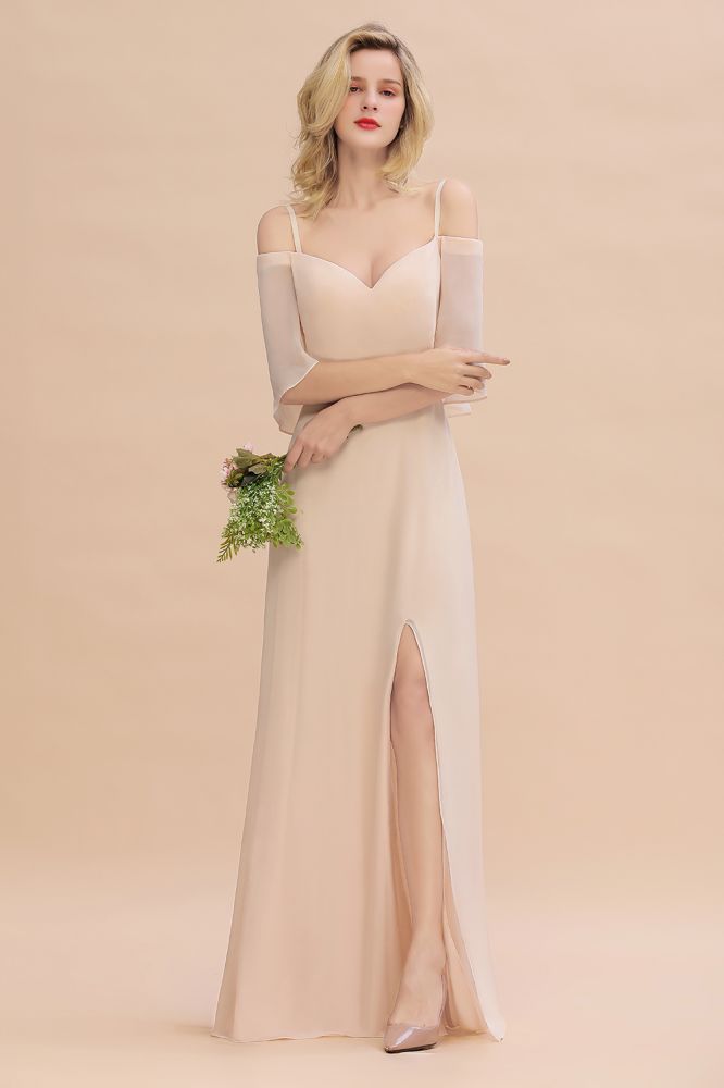 Vestidos de fiesta sencillos con tirantes finos y capas | Vestidos de noche sin mangas, corte A y abertura lateral