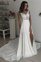 Vestido de novia sencillo con encaje | Vestidos de novia de verano en gasa