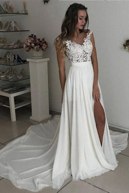 Schlichtes Brautkleid mit Spitze | Chiffon Sommerbrautkleider