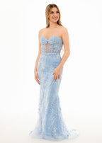 Terry | Vestidos de fiesta largos de sirena con apliques de encaje y escote corazón en negro