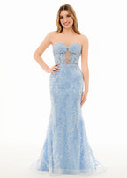 Terry | Vestidos de fiesta largos de sirena con apliques de encaje y escote corazón en negro