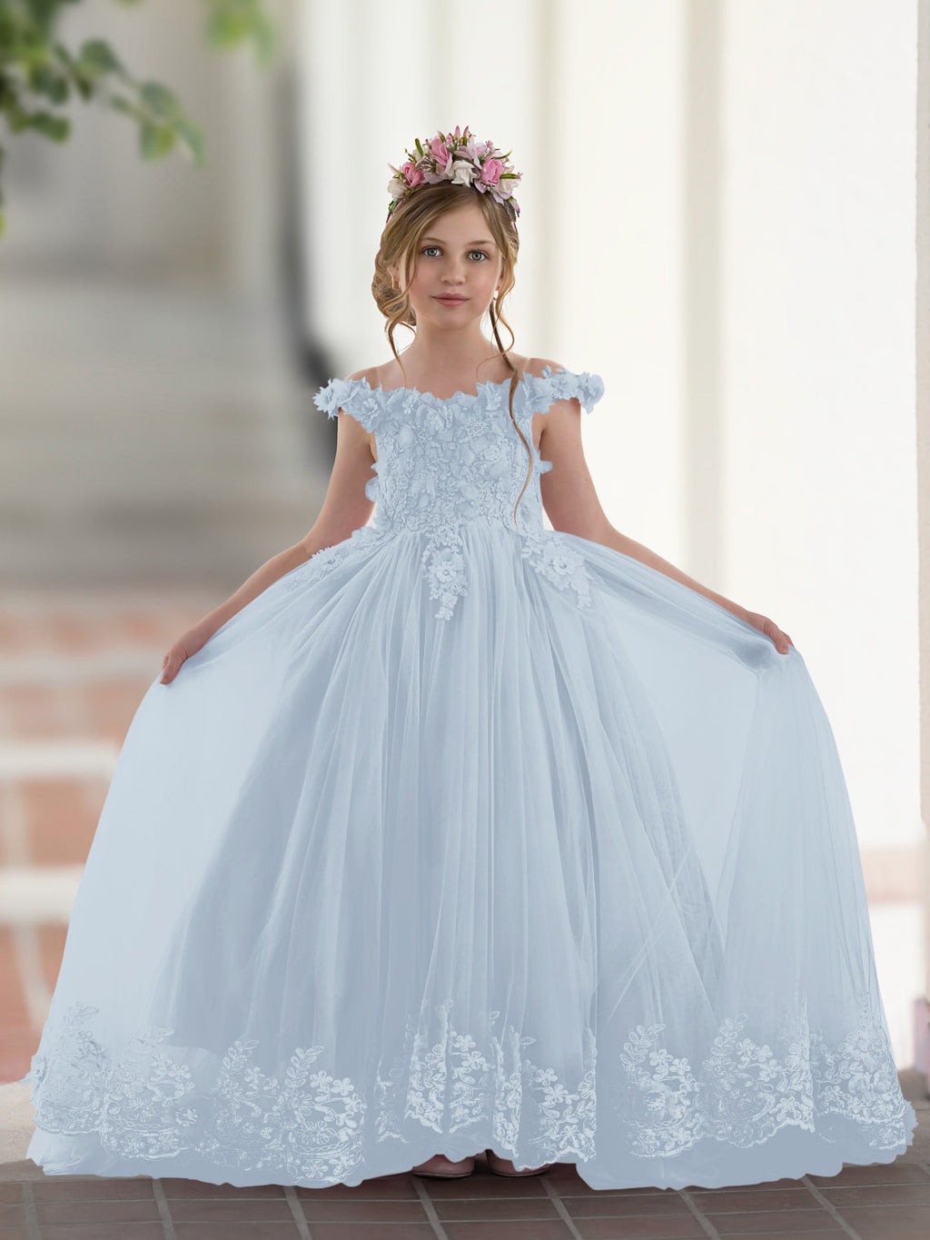 Vestido de fiesta/princesa de encaje con cola larga, color rosa, para cumpleaños