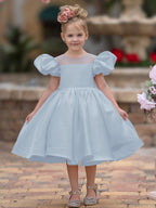 Duchesse-Linie/Princess-Linie Satin Knielang Blumenmädchenkleid 