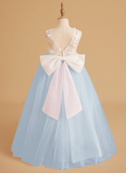 Dream Princess Sleeveless Detachable Train Flower Girl Dress