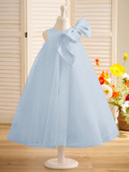 Vestido de tul con lazo grande y corte A hasta la rodilla para niña pequeña