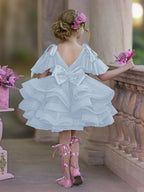 Vestido de fiesta/princesa de tul hasta la rodilla para niña de las flores de cumpleaños