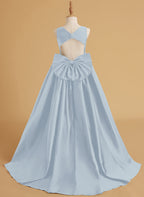 Duchesse-Linie/Princess-Linie Satin Sweep/Pinsel zug Blumenmädchenkleid 