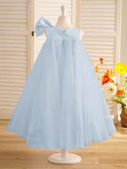 Vestido de tul con lazo grande y corte A hasta la rodilla para niña pequeña