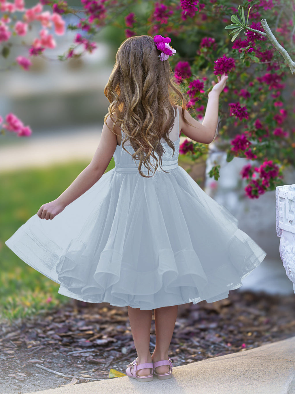 Duchesse-Linie/Princess-Linie Tüll Knielanges Blumenmädchenkleid 