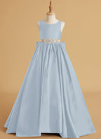 Duchesse-Linie/Princess-Linie Satin Sweep/Pinsel zug Blumenmädchenkleid 