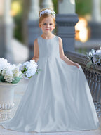 A-Linie Spitze Satin Bodenlang Erstkommunionkleid für Blumenmädchen 