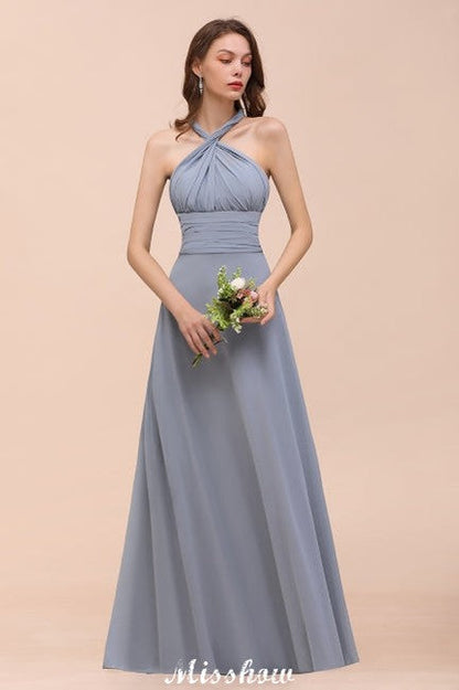 Vestido de dama de honor sin mangas, corte A, largo hasta el suelo, vestido formal
