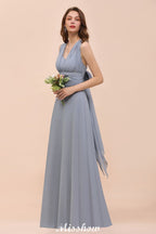 Sleeveless A-line Bridesmaid Dress Floor-Length Formal Dress