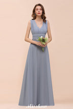 Sleeveless A-line Bridesmaid Dress Floor-Length Formal Dress