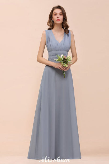 Vestido de dama de honor sin mangas, corte A, largo hasta el suelo, vestido formal